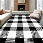 Classic Black White Buffalo Check Design Rug
