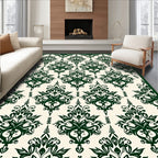 Deep Green Damask Pattern Design Rug