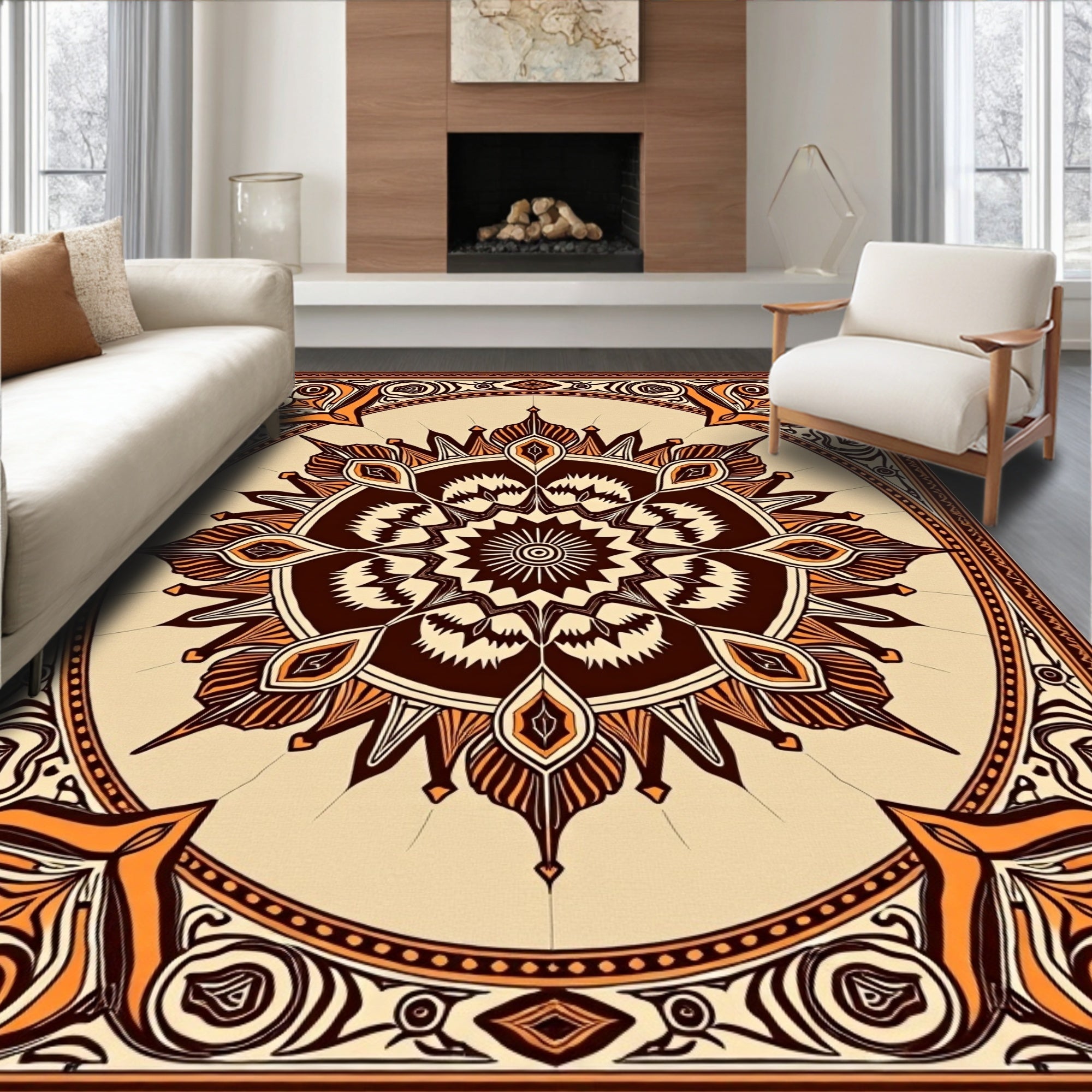 Intricate Mandala Patterned Geometric Rug