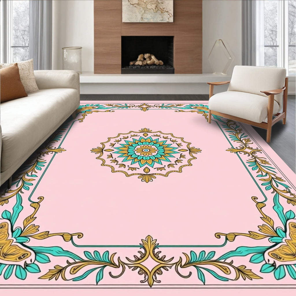 Floral Mandala Border Design Rug