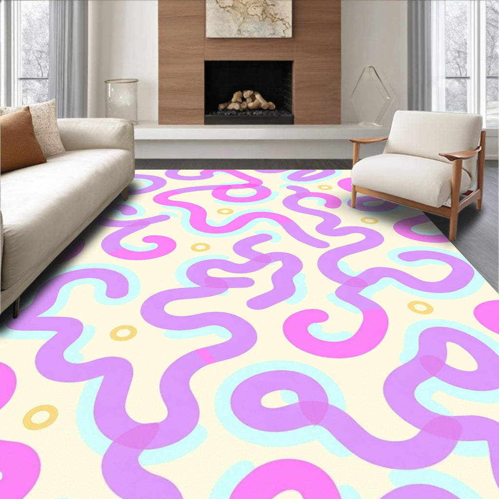 Playful Wavy Lines Pattern Rug