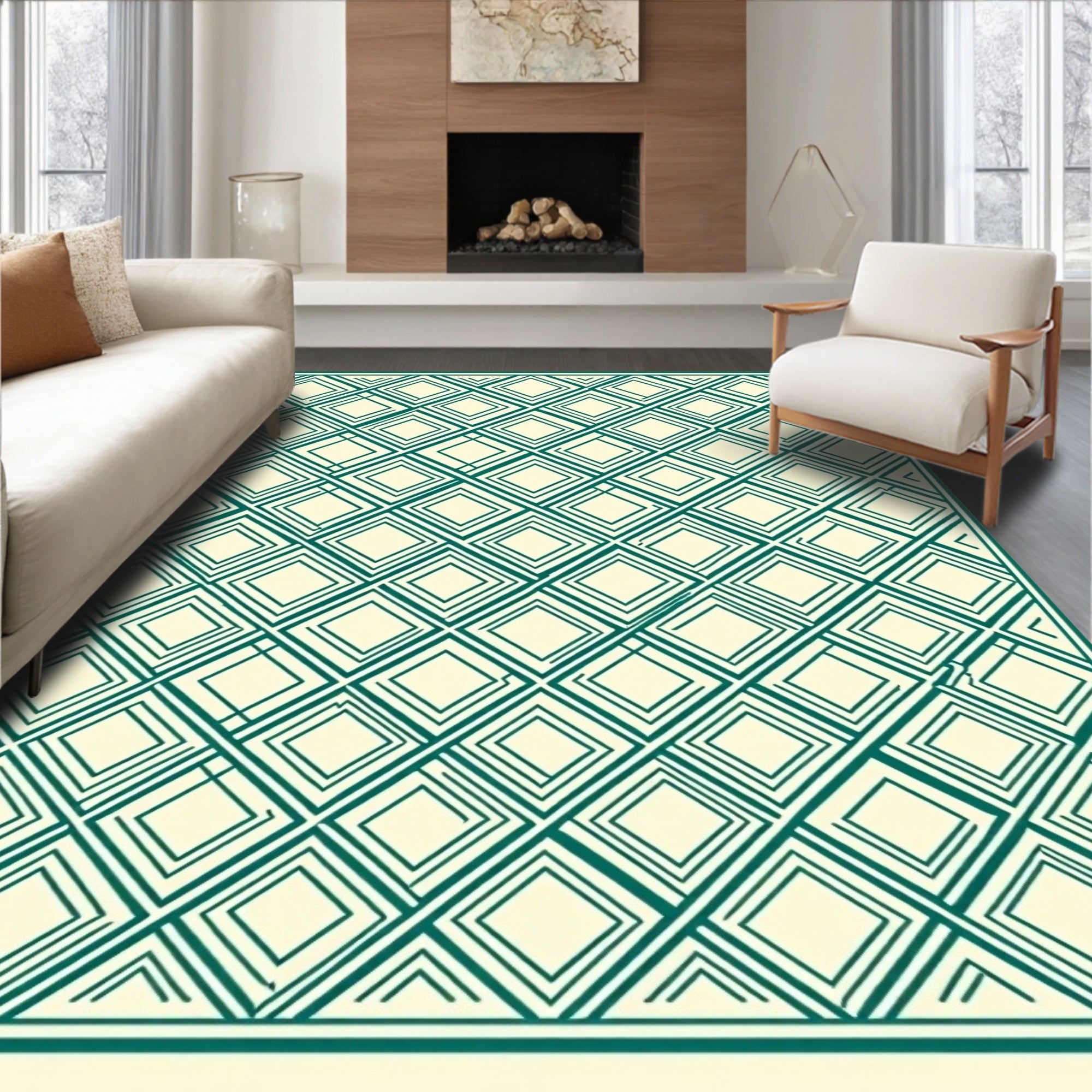Diamond Pattern Geometric Design Rug