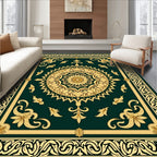 Elaborate Floral Medallion Border Design Rug