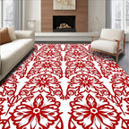 Classic Red Floral Damask Pattern Rug