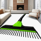Bright Green and Black Leaf Rake Rug