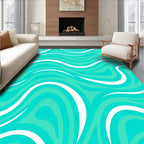 Aqua And White Flowing Pattern Rug