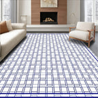 Bold Blue Interlocking Square Pattern Rug