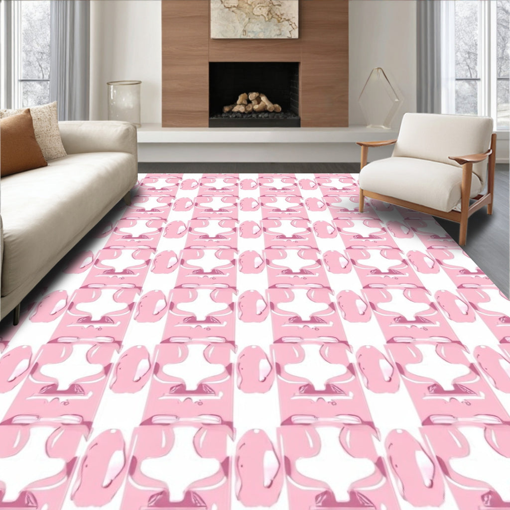 Abstract Pink Geometric Shapes Rug