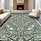 Intricate Floral Scrollwork Art Nouveau Rug