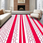 Red Vertical Brick Stripe Pattern Rug