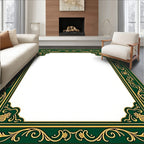 Emerald and Gold Ornate Floral Border Rug