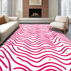 Pink Waves With Orange Dots Pattern Rug