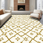 Golden Quatrefoil Lattice Pattern Rug