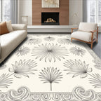 Palm Frond Botanical Scrollwork Rug