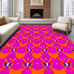 Bold Orange Blue Geometric Pattern Rug