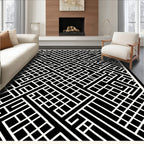 Monochrome Geometric Grid Pattern Rug