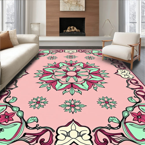 Art Nouveau Floral Scrollwork Design Rug