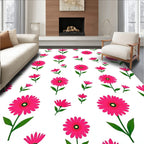 Bright Pink Daisy Pattern Rug