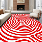 Crimson Red Swirl Abstract Lines Rug