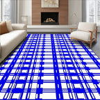 Bold Blue Geometric Plaid Rug