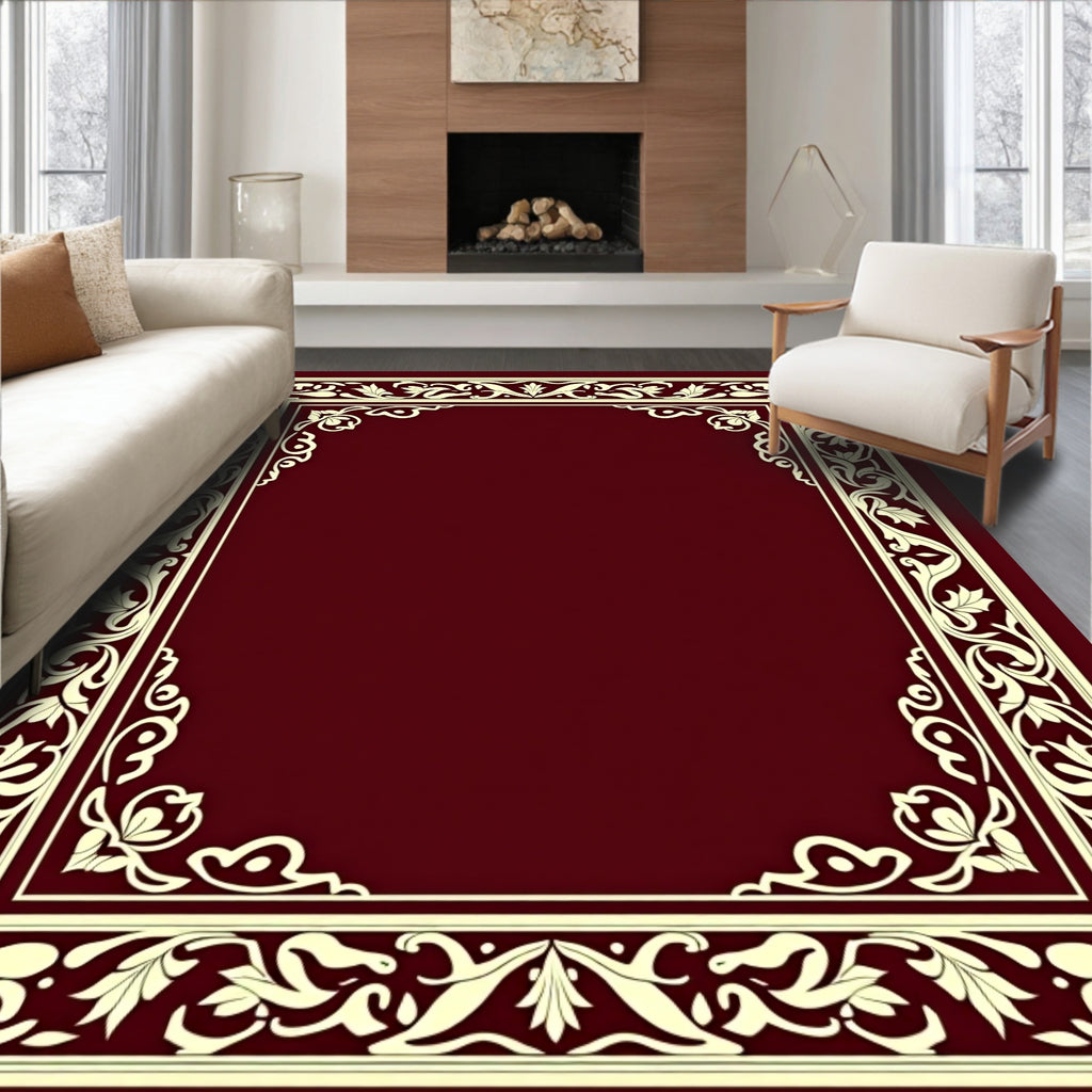 Elegant Floral Border Design Rug