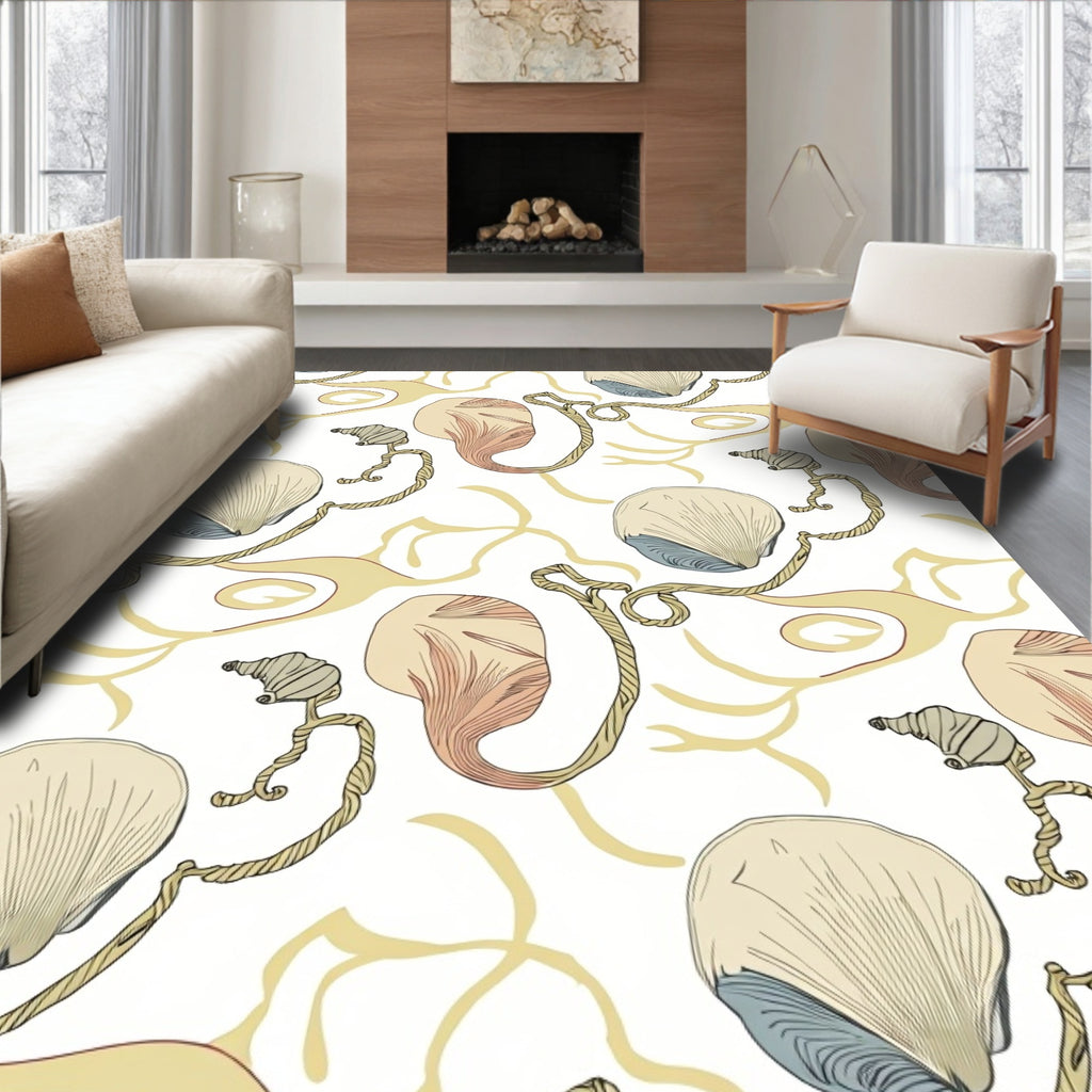 Nautical Shell Swirl Pattern Rug