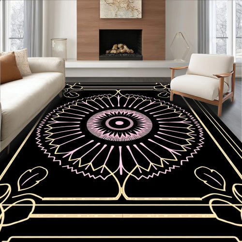 Art Deco Floral Sunburst Mandala Rug