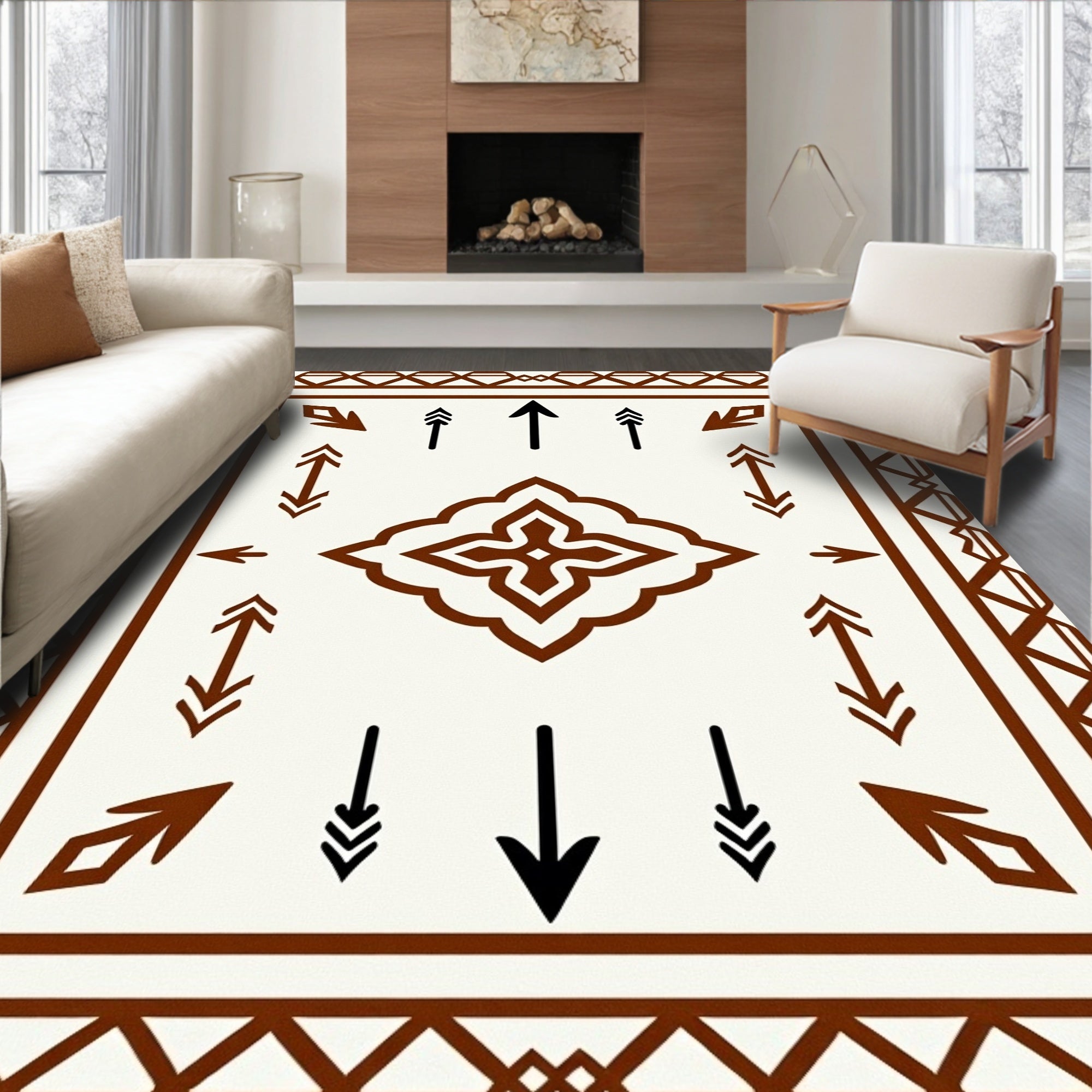 Geometric Arrow Central Motif Rug