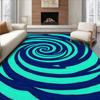 Swirling Green Blue Patterned Rug