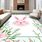 Pink Bunny Floral Spring Border Rug