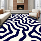 Navy Blue Abstract Swirl Pattern Rug