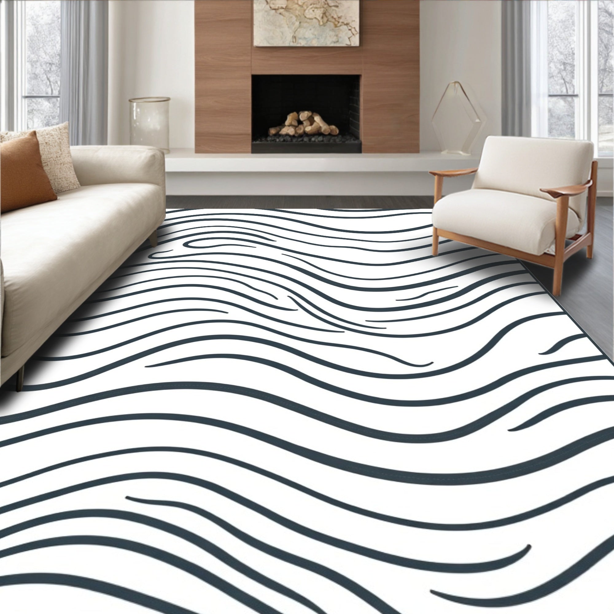 Dynamic Abstract Stripe Pattern Rug