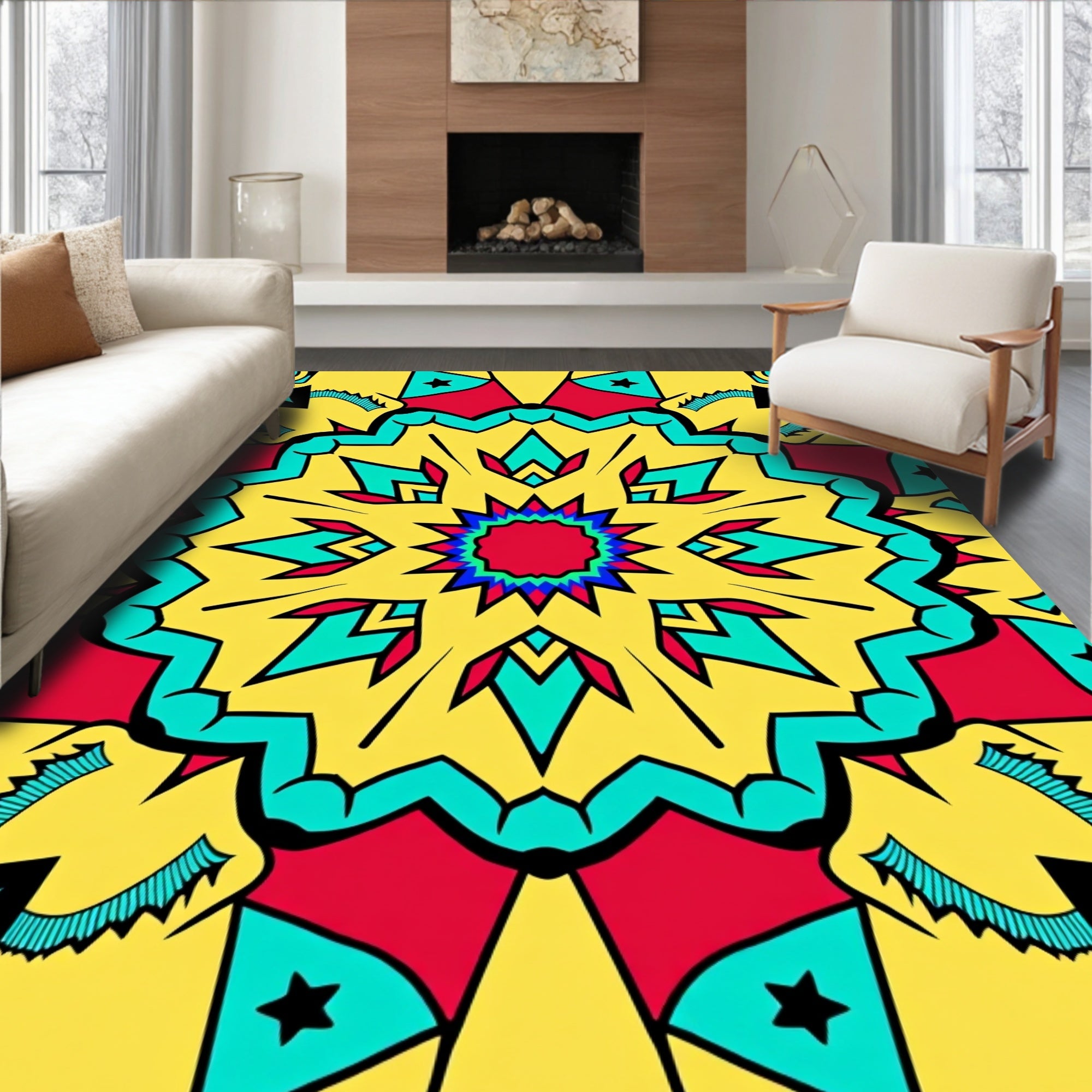 Radiant Starburst Geometric Pattern Rug