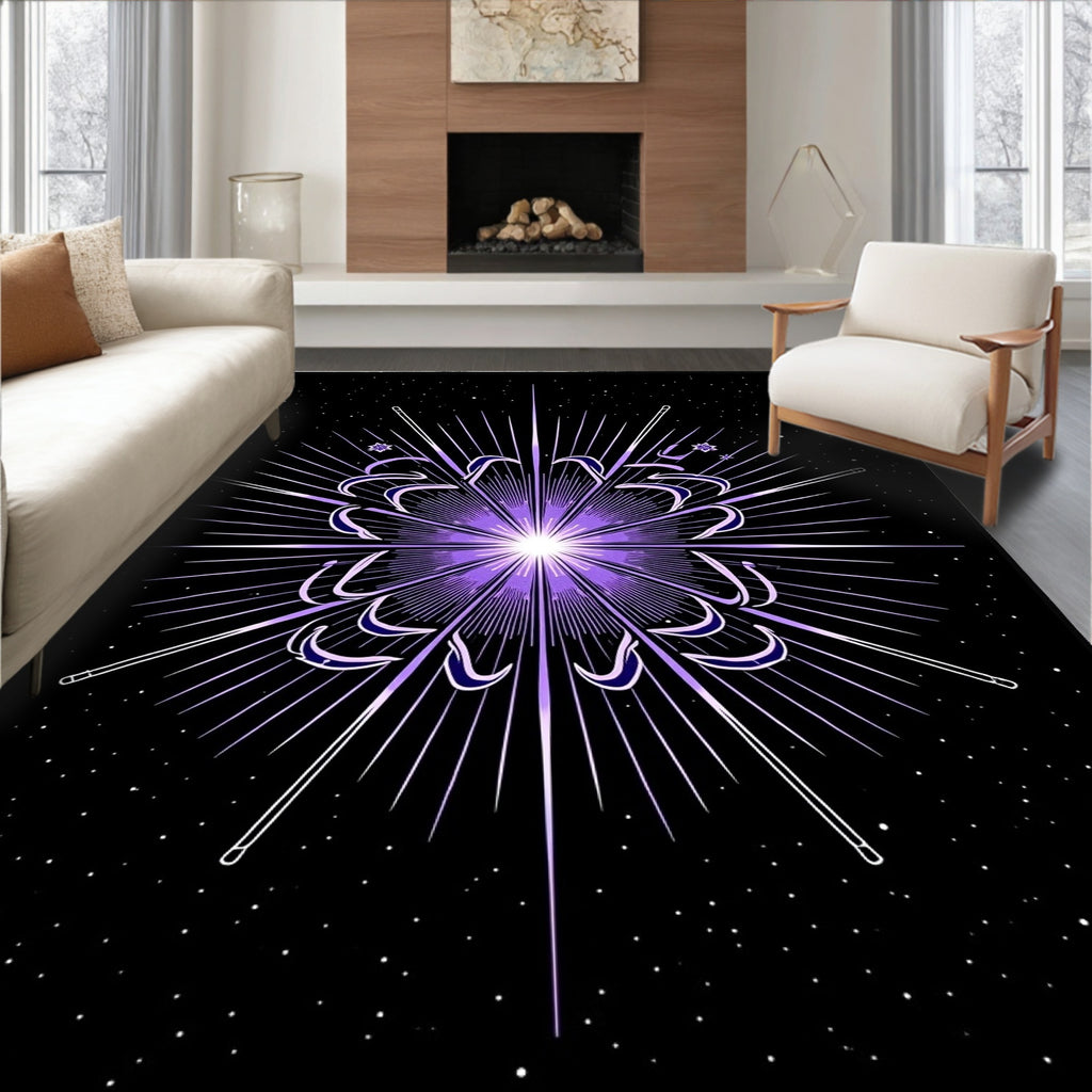 Radiant Starburst Purple Mandala Rug