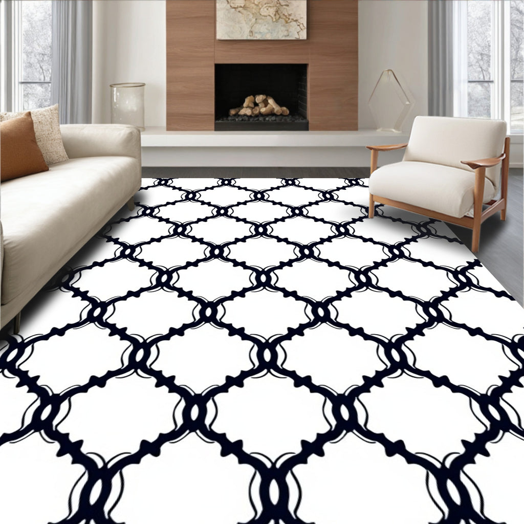 Classic Geometric Chain Link Motif Rug