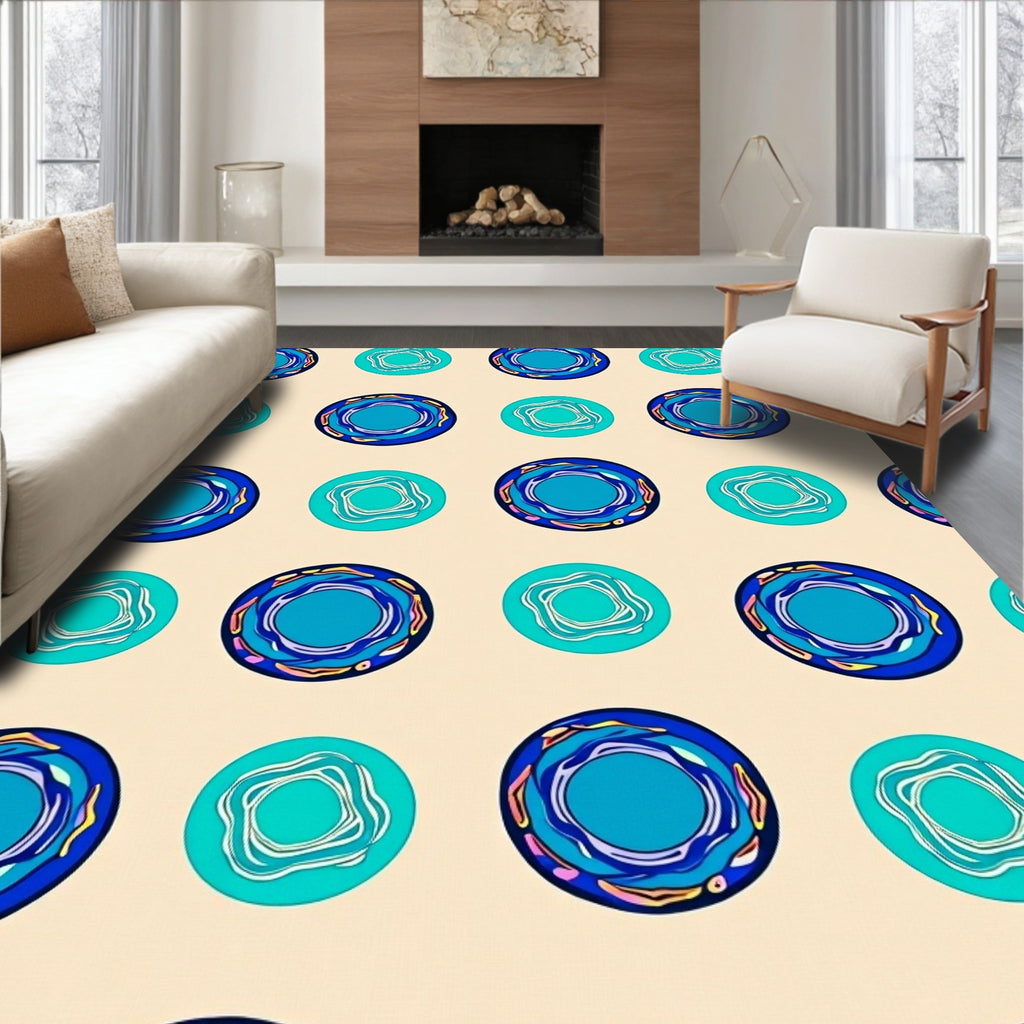 Blue Teal Swirls Pattern Rug