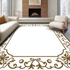 Decorative Brown Floral Border Design Rug
