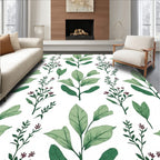Green Leaf and Flower Pattern Rug