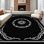 Black White Ornate Mandala Design Rug