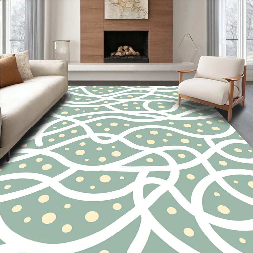 Gentle Waves and Dots Design Rug