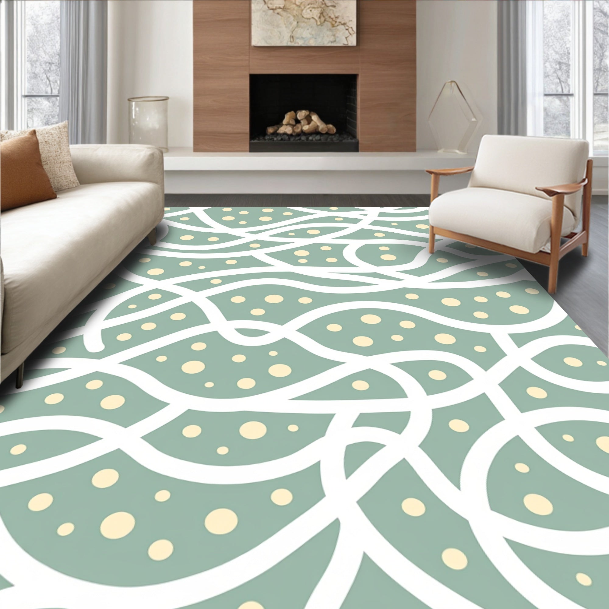 Gentle Waves and Dots Design Rug