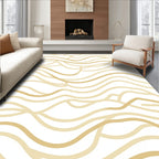 Minimalist Golden Wavy Lines Rug