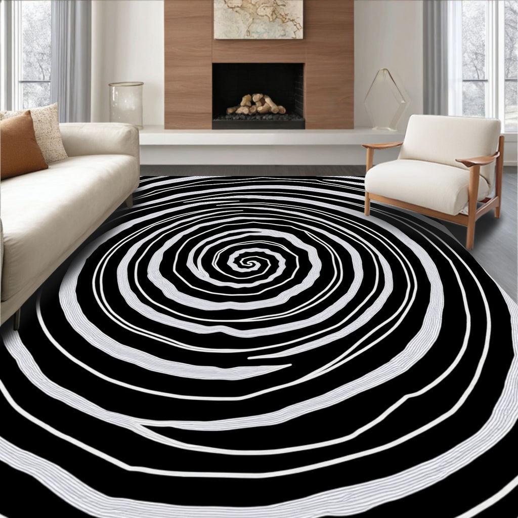 Concentric Swirl Abstract Design Rug