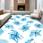 Blue Floral Abstract Pattern Style Rug