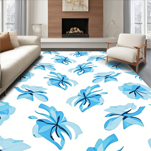 Blue Floral Abstract Pattern Style Rug