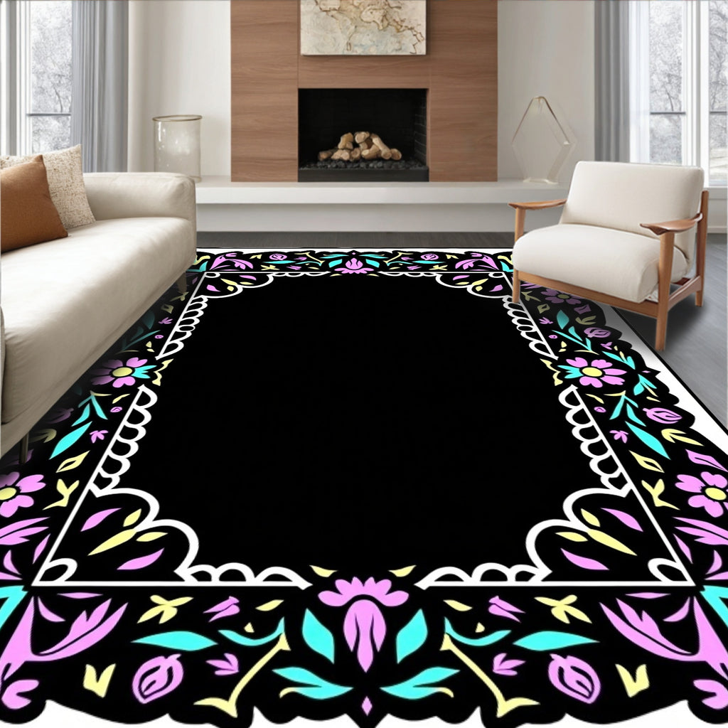 Floral Border Pattern Rug