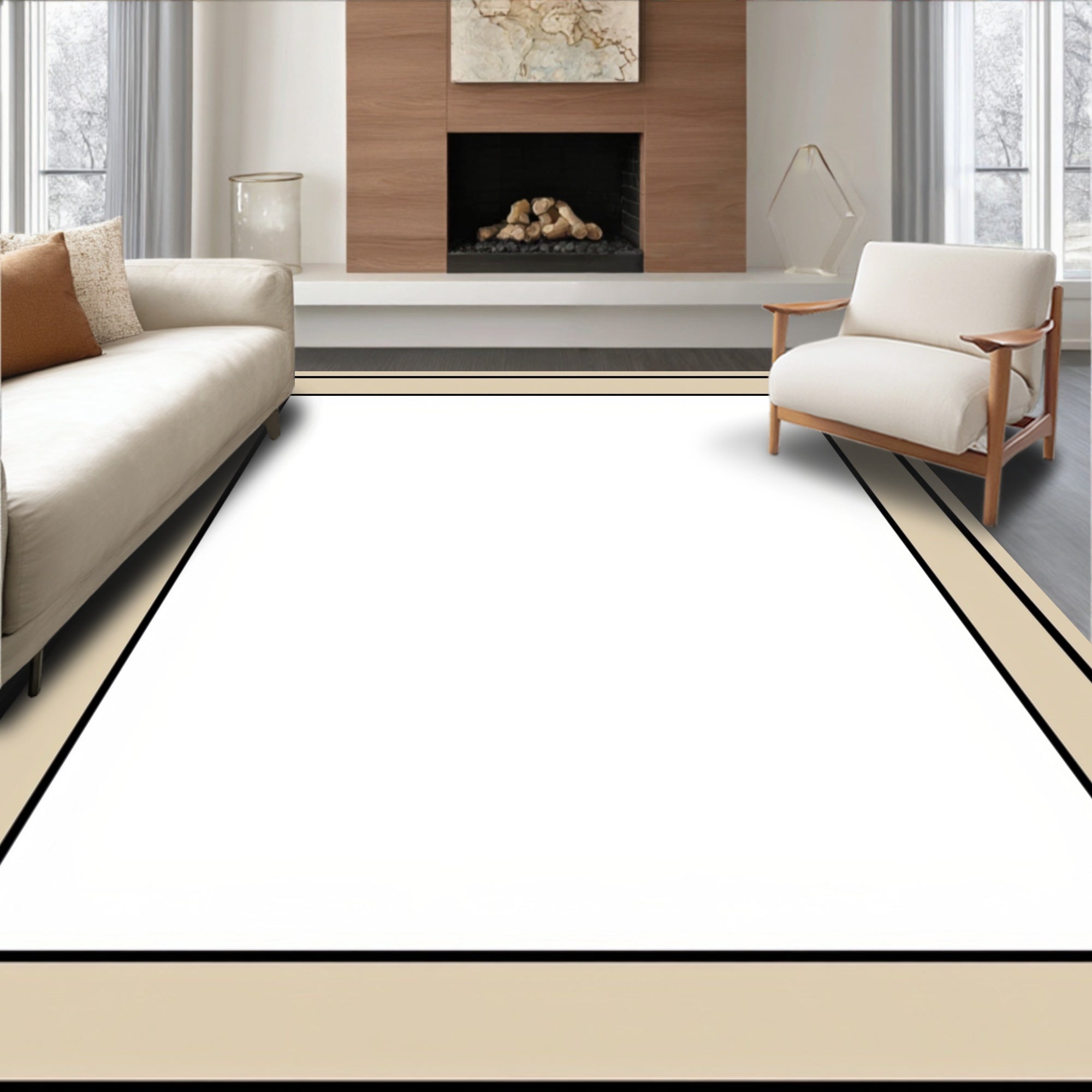 Geometric Layered Border Rug