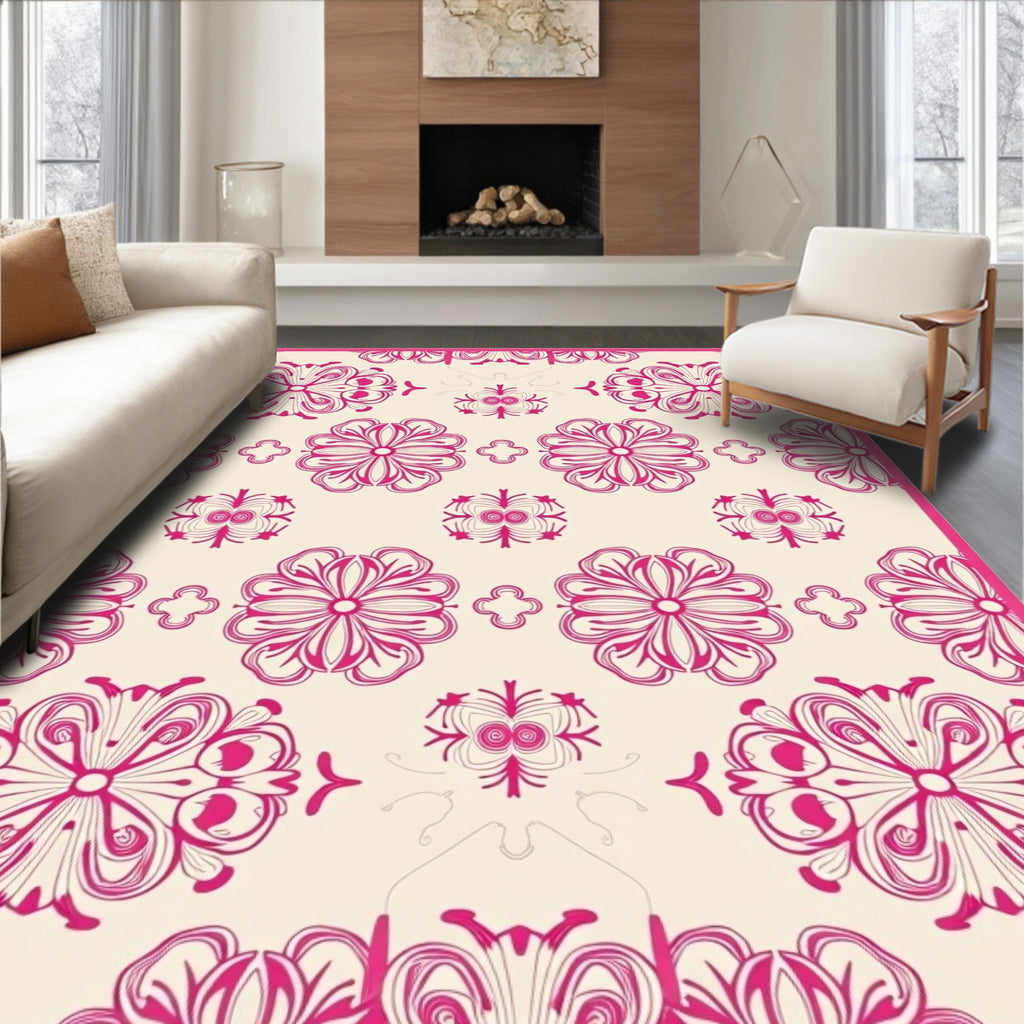 Retro Floral Intricate Pattern Rug
