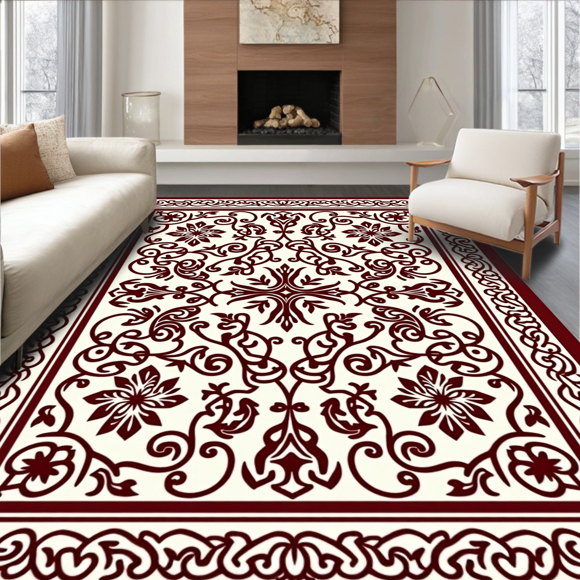 Intricate Floral Vine Pattern Rug