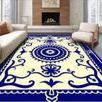 Classic Navy Blue Floral Medallion Rug